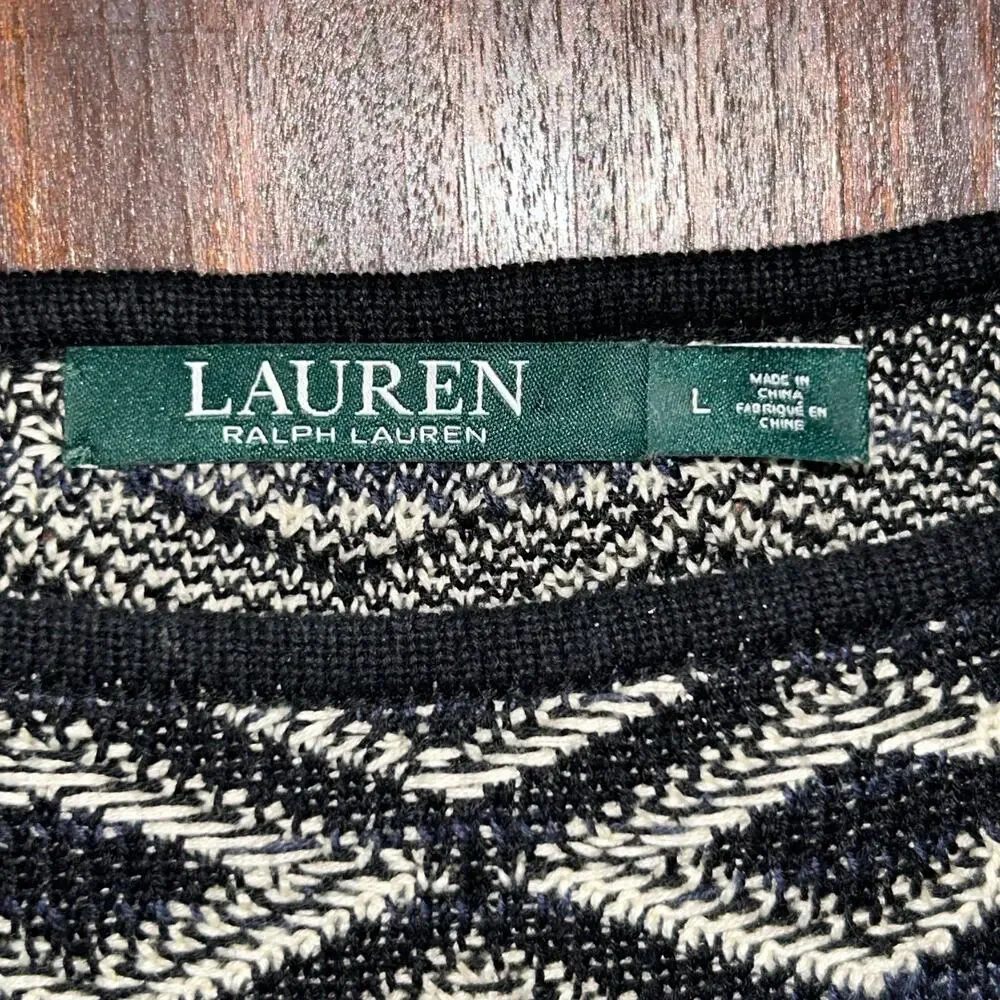 Ralph Lauren Women's Southwestern Aztec Cotton Sweater Tunic Length Large